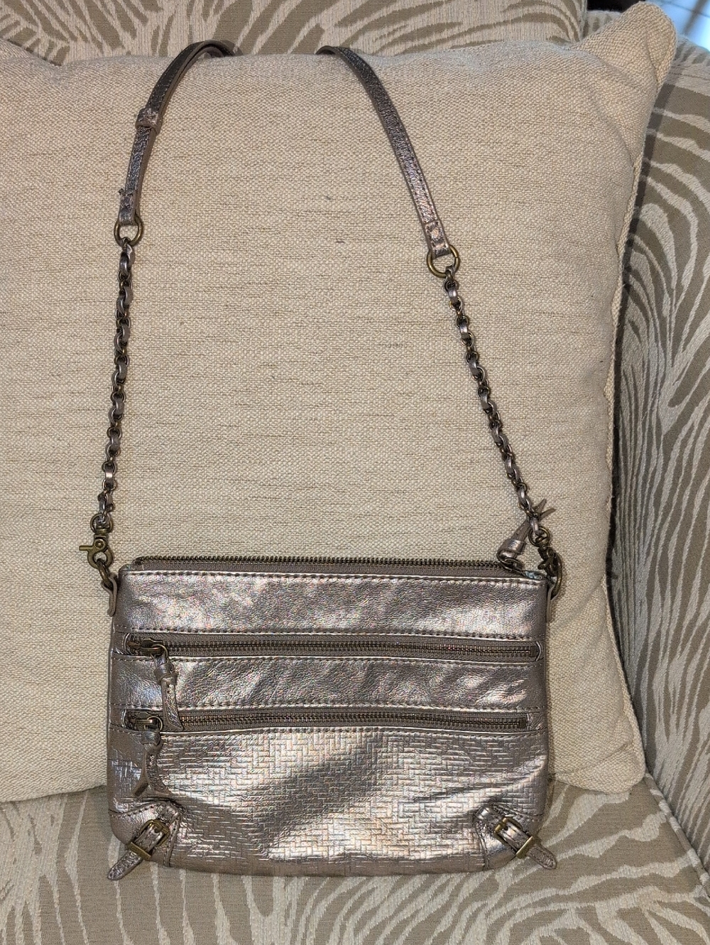 The Sak Metallic 3 Zipper Crossbody Bag